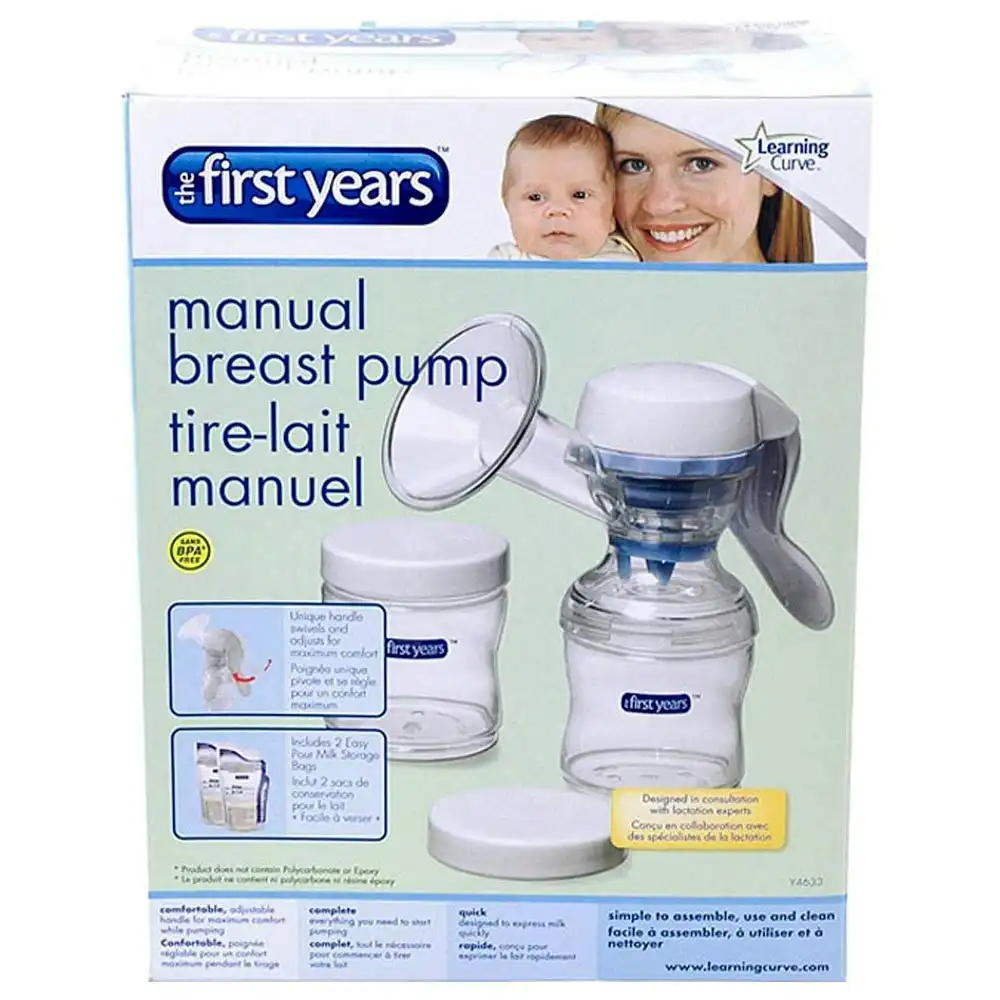 The First years Baby Manual Breastfeeding Breast Milk BPA Free 2 Pump/4 Bottles