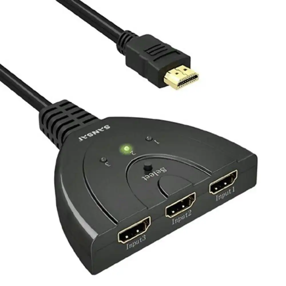 Sansai 3 Port HDMI 2PK Switcher/Connector Ports HD 4K 1080P Splitter f/ HDTV