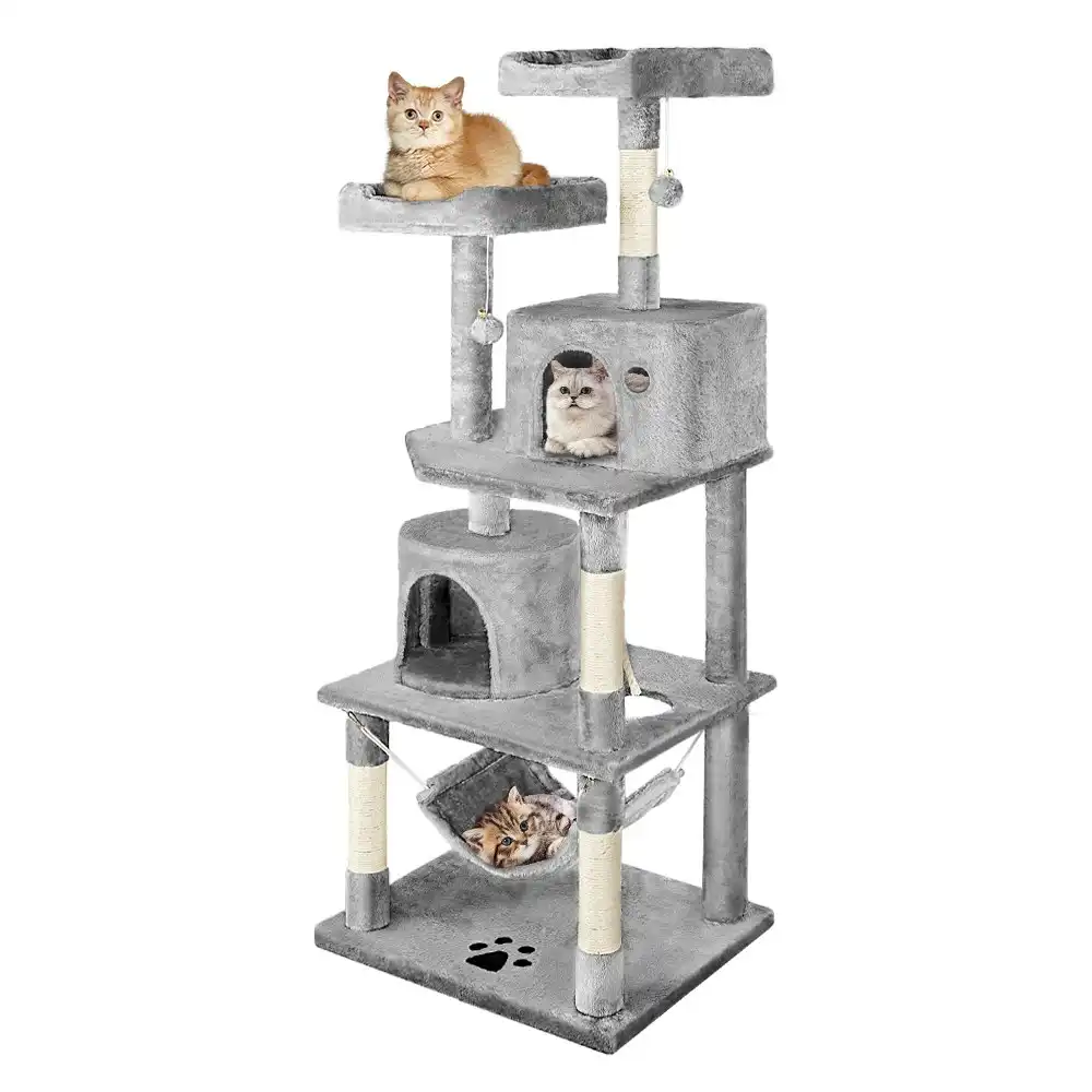 Taily Cat Tree Scratching Post Scratcher Tower Condo House Bed 160CM Stand Light Pet Furniture Grey