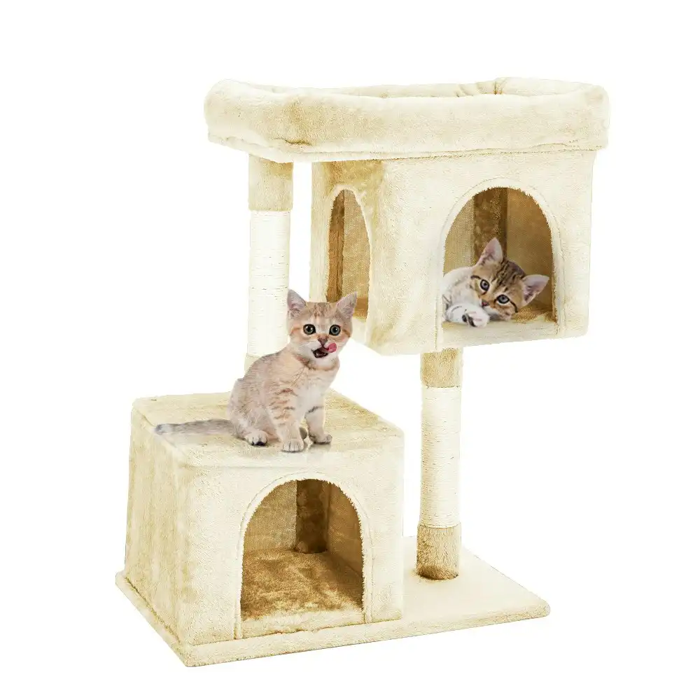 Taily Cat Tree 85cm Small Cat Tower Scratching Post Condo Kitten House Trees for Indoor Cats Beige