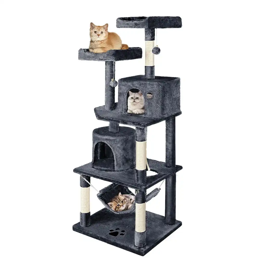 Taily Cat Tree Scratching Post Scratcher Tower Condo House Bed Stand 160CM Stand Pet Furniture Grey
