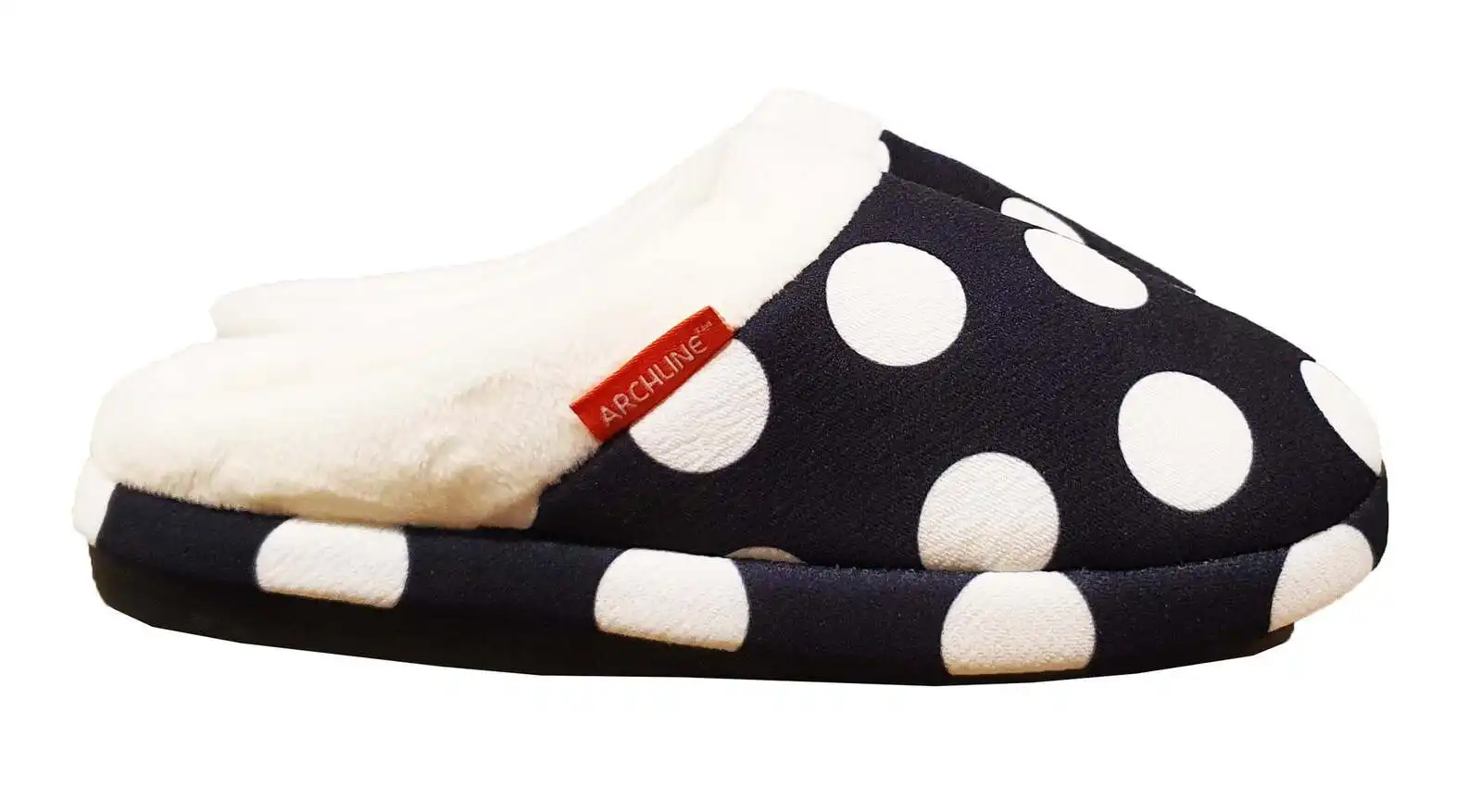 Archline Orthotic Slippers Slip On Arch Scuffs Pain Relief Moccasins - Polka Dots
