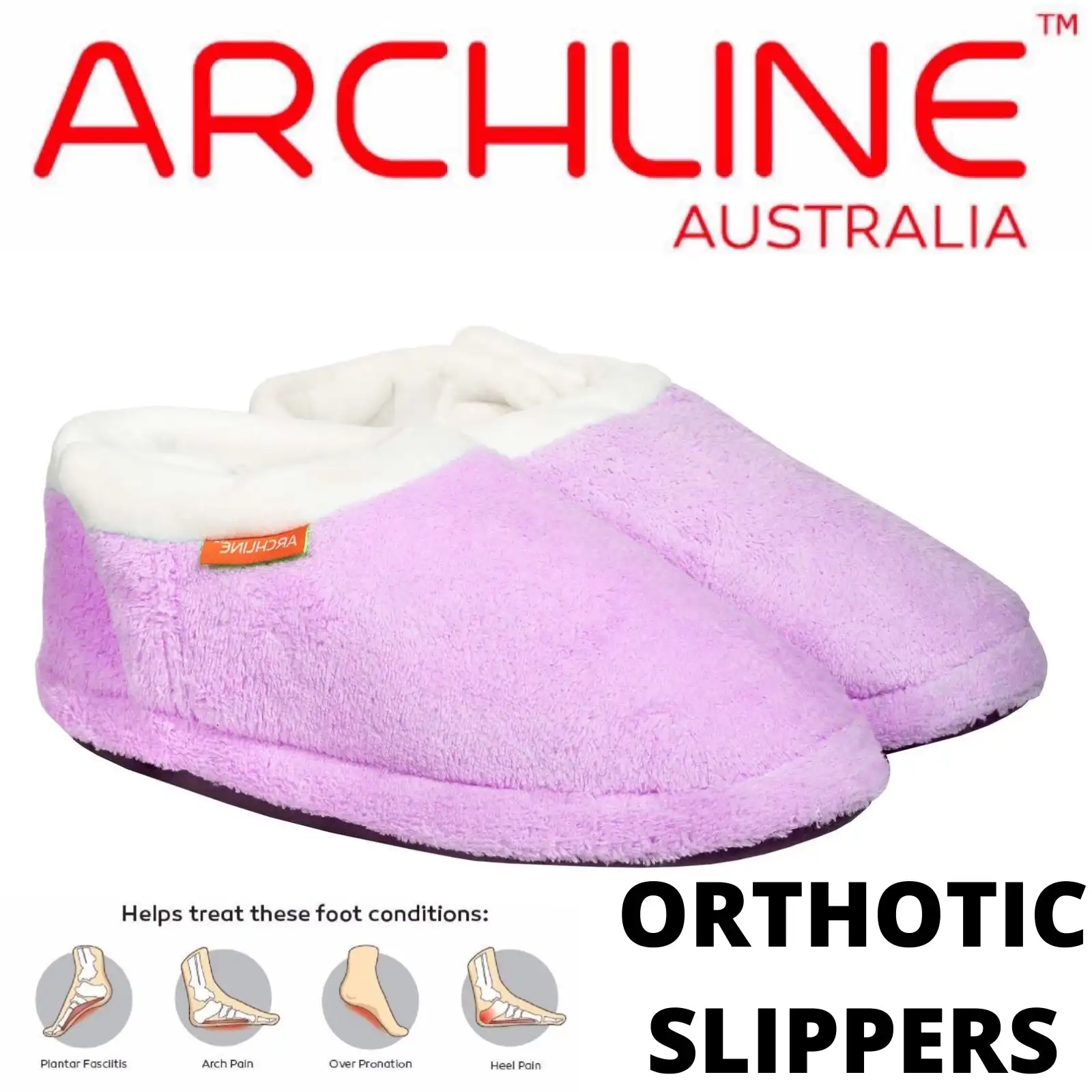 Archline Orthotic Slippers CLOSED Arch Scuffs Medical Pain Relief Moccasins - Lilac