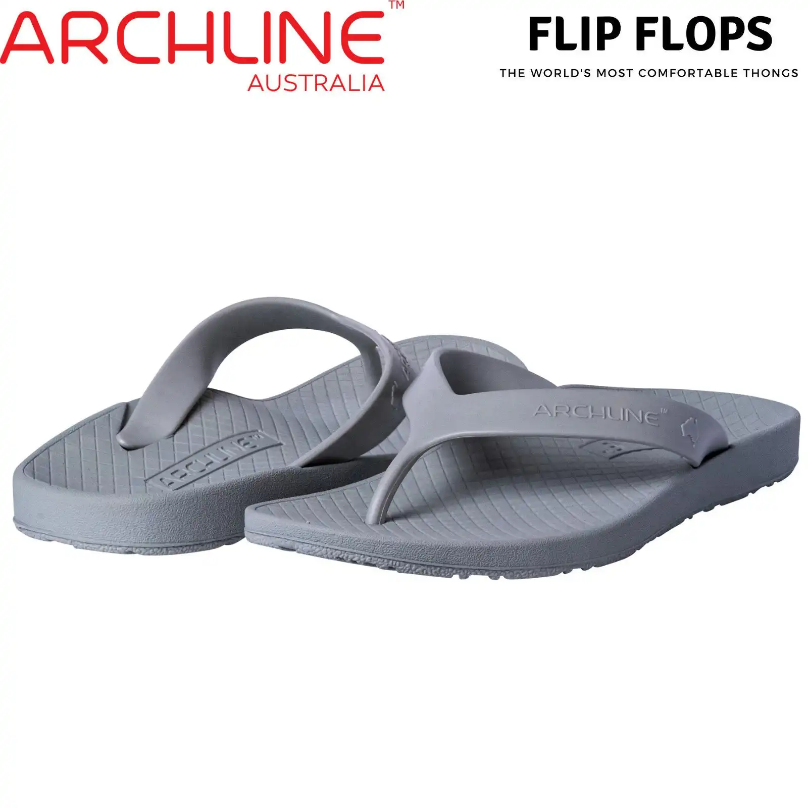 Archline Orthotic Thongs Arch Support Shoes Medical Footwear Flip Flops - Grey