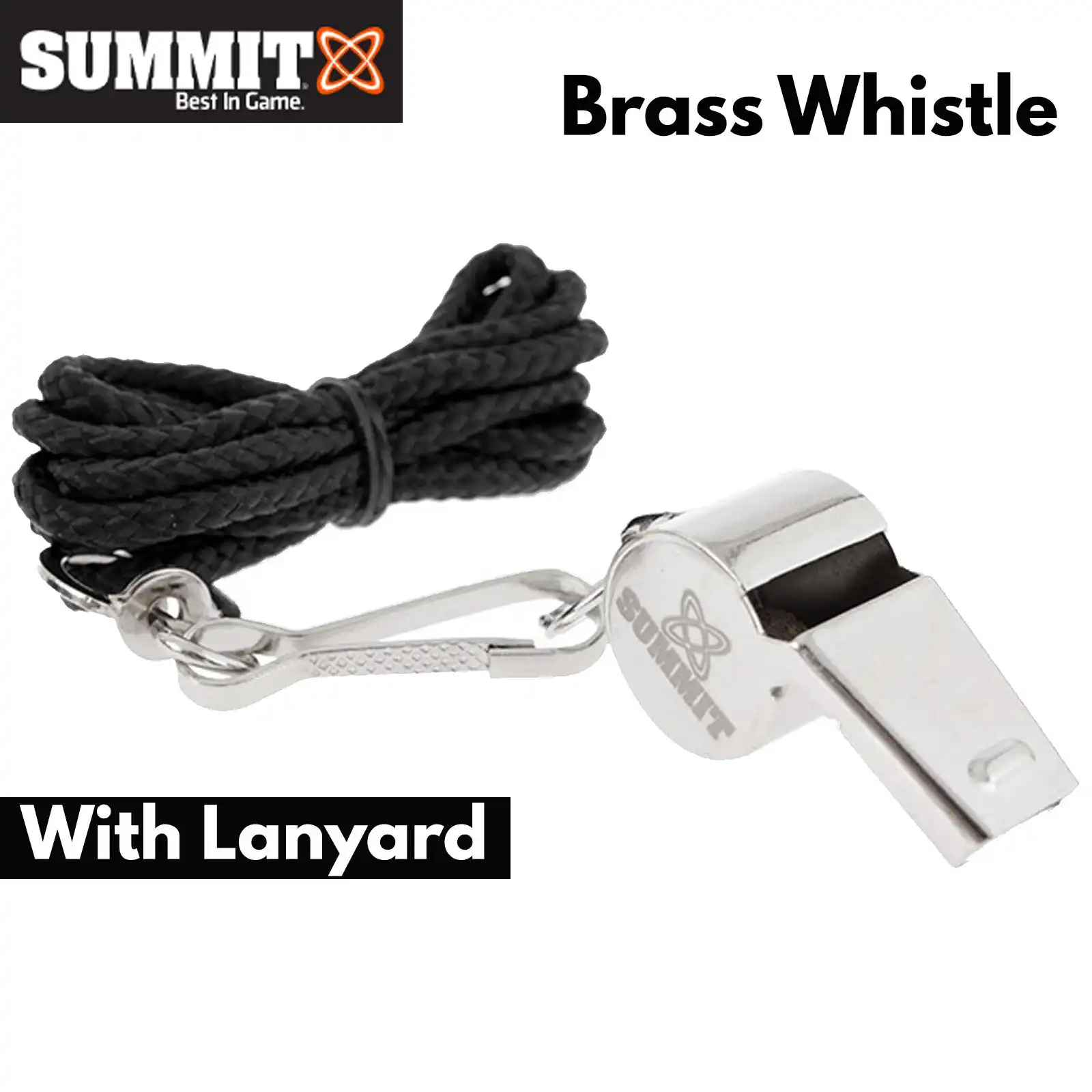 Summit Brass Sports Whistle w Lanyard Professional Referee Match Training