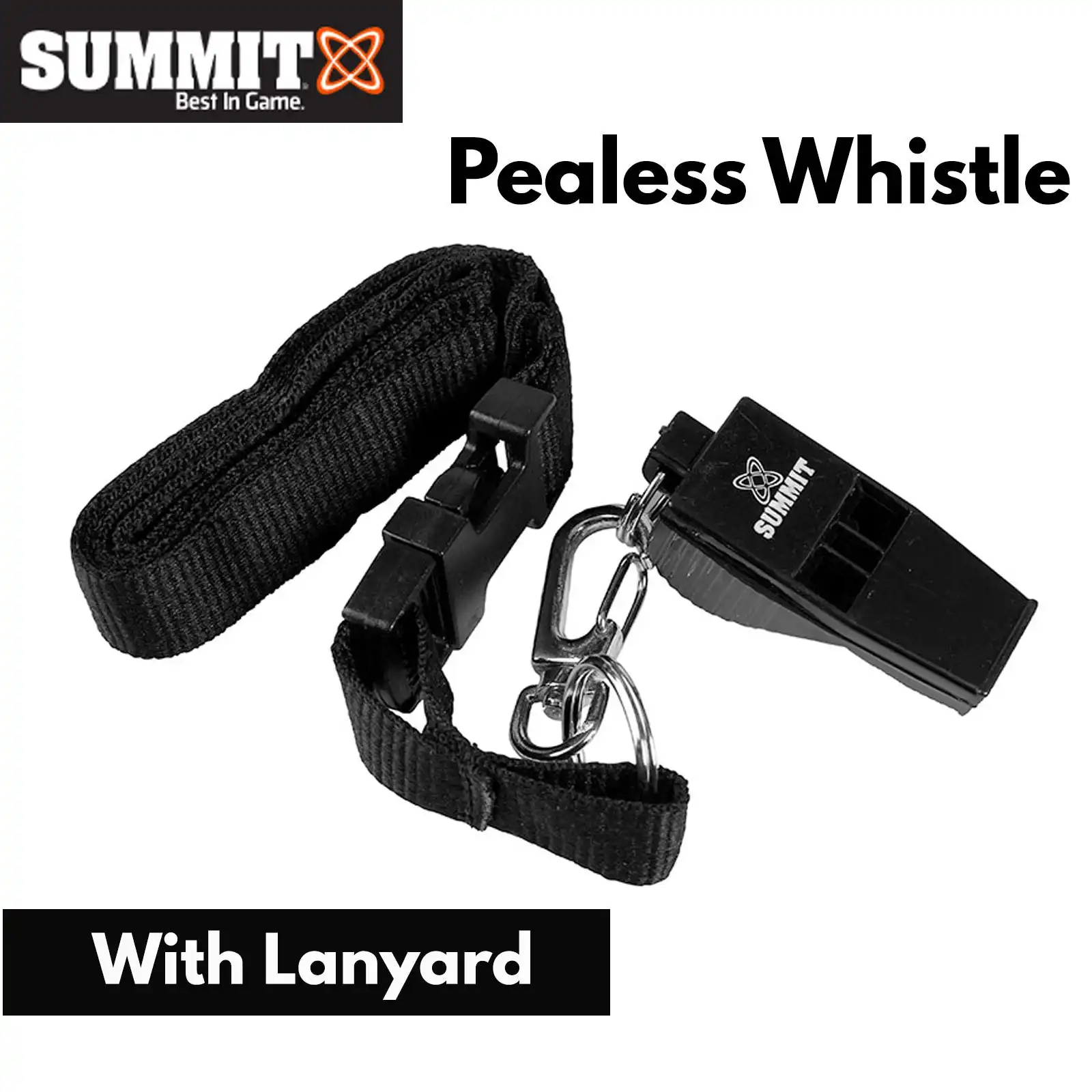 Summit Pealess Sports Whistle w Lanyard Professional Referee Match Training