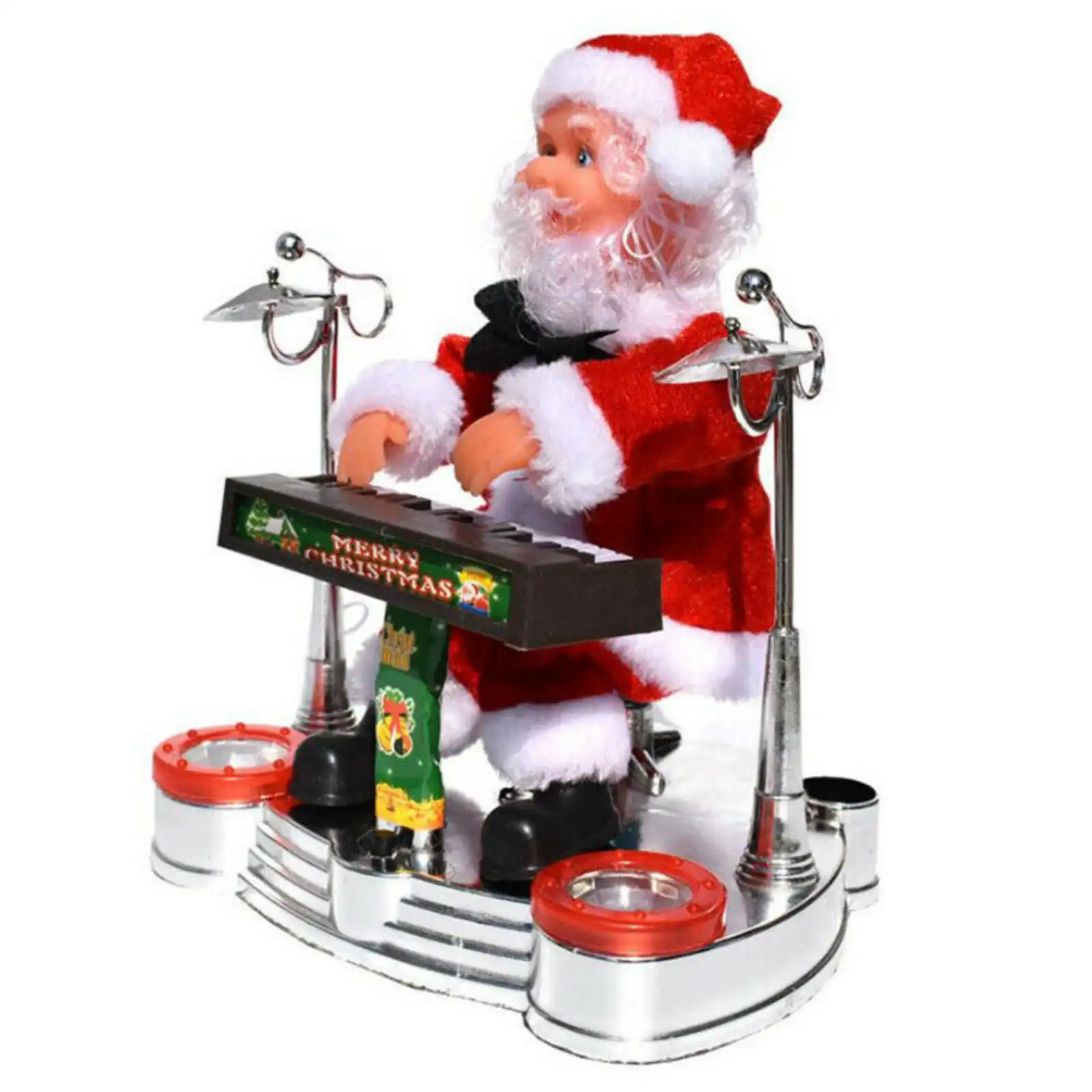 Santa Claus Playing Ornament Piano Doll Musical Electric Toy Xmas Christmas Gift