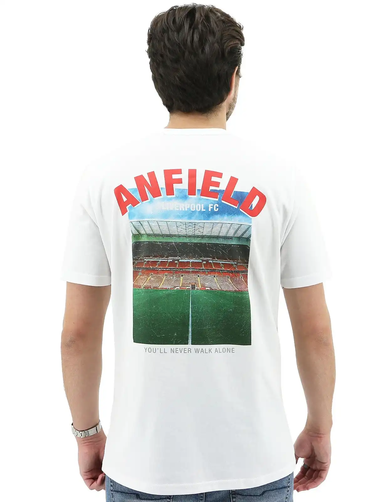 Liverpool FC Men's Crew T Shirt Tee Top Soccer Football - White Anfield