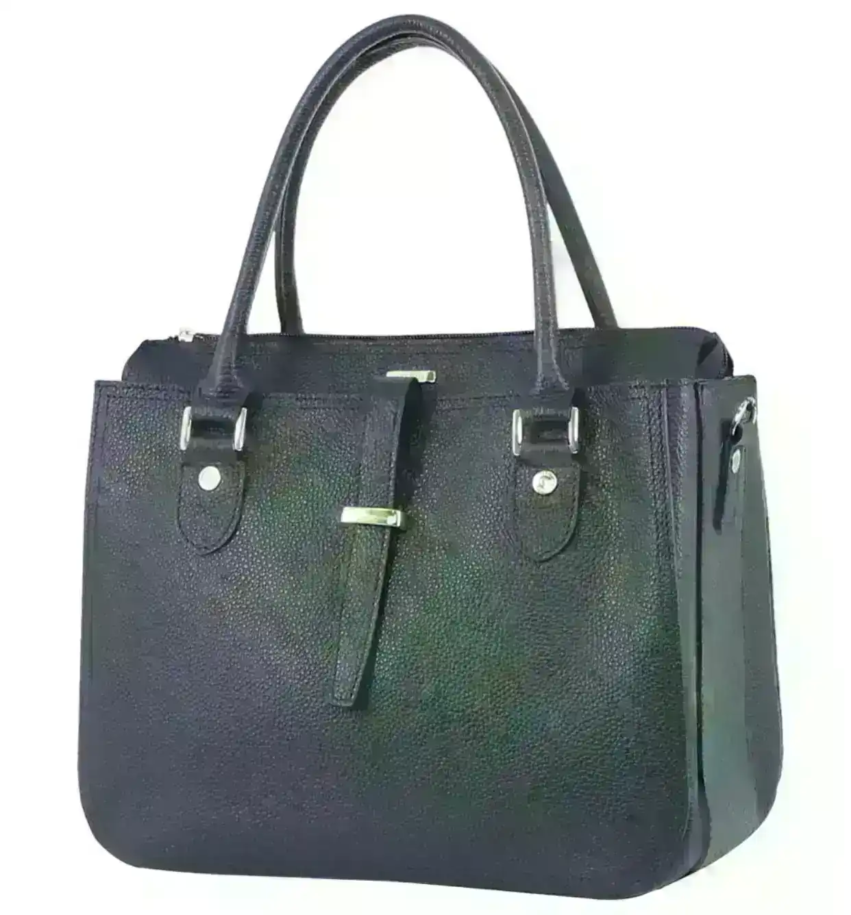 Morrissey Italian Womens Structured Leather Handbag Ladies Bag - Navy