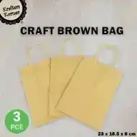 [3Pcs] Krafters Korner Craft Brown Bag With Handle (23x16.5x8cm)