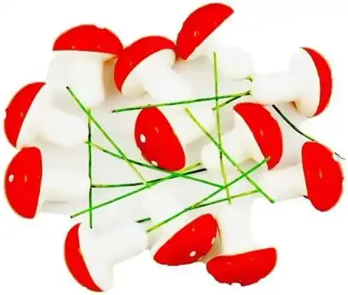 2 x 12PK Krafters Korner Craft Mini Mushrooms Red 24Pce 2.5CM for Home DIY kids creative arts Micro Landscape Decor