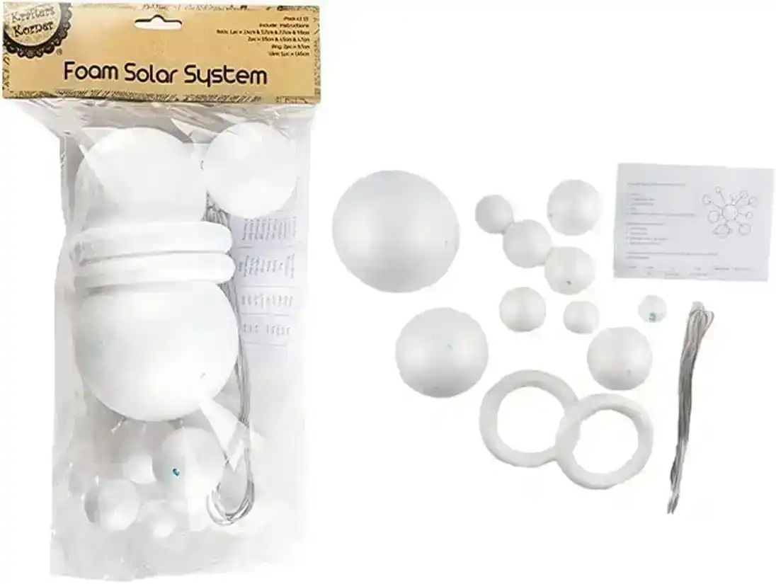 Krafters Korner Foam Solar System - For Kids School Science Projects Arts - White Assorted Sizes