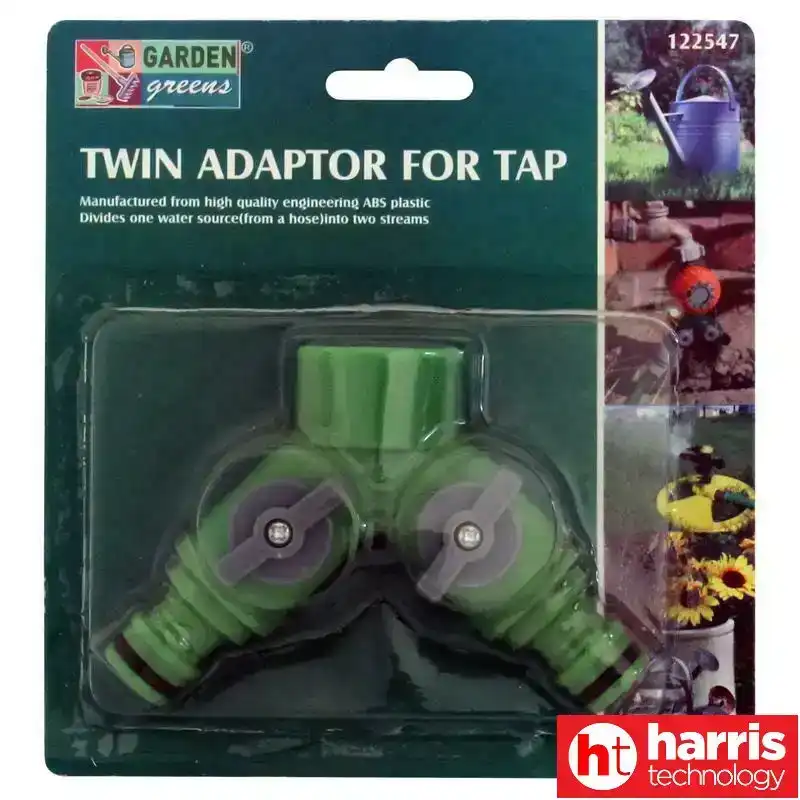 Garden Greens 2 Way Tap Connector Double Tap Adapter Garden Tap Adaptor with Individual On/Off