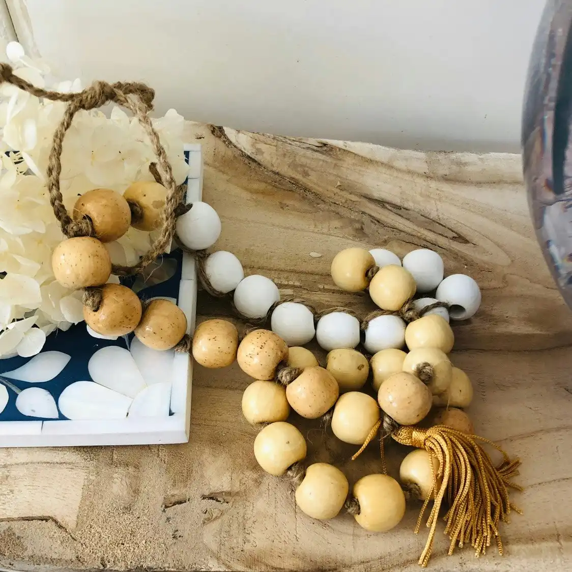 Zohi Interiors Wooden Beads with Jute and Tassel