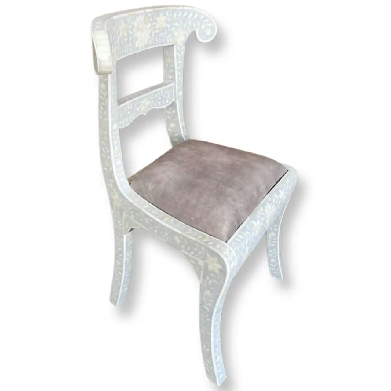Zohi Interiors Bone Inlay Chair in Grey
