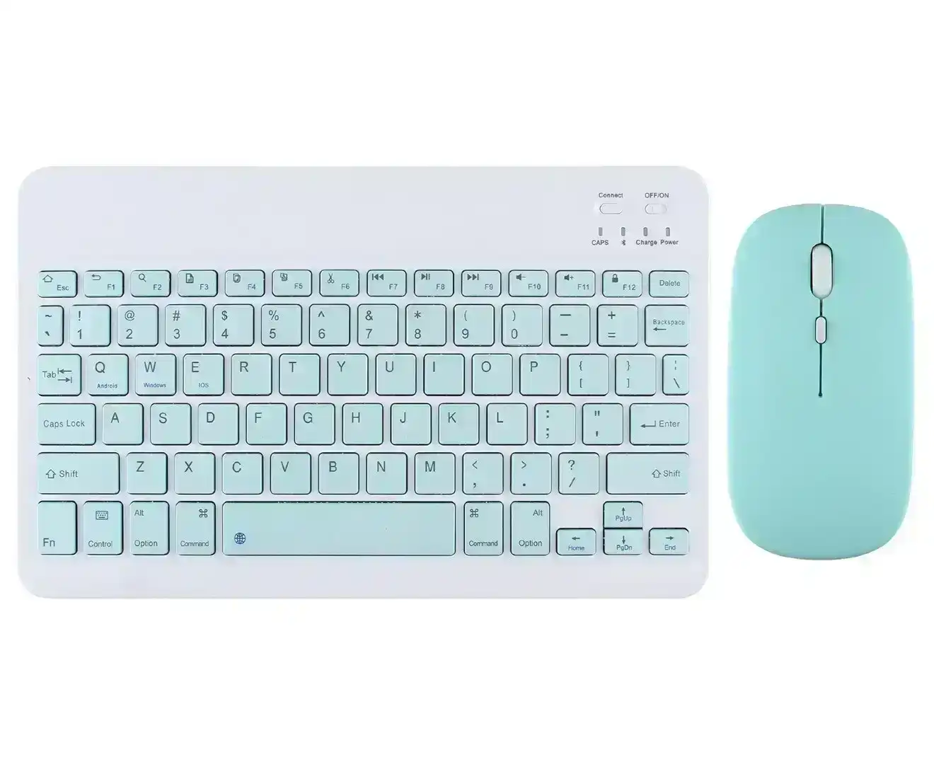 Portable Bluetooth Slim Wireless Keyboard + Mouse 2-in-1 Combo for Tablets, Smartphones, PCs, Smart TVs, Mint