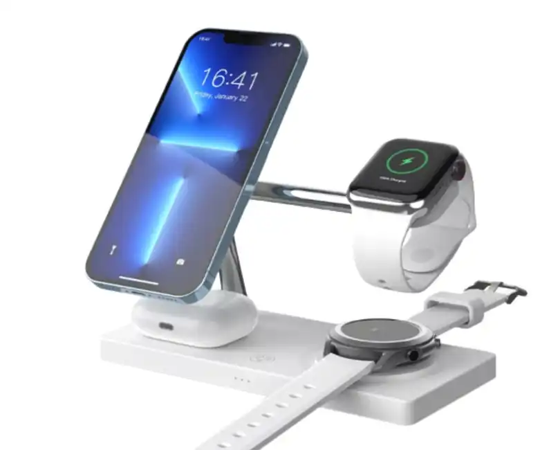 Orotec Wireless Charger 7 in 1, Magnetic Fast Wireless Charging Station for Apple and Samsung Devices with LED Light