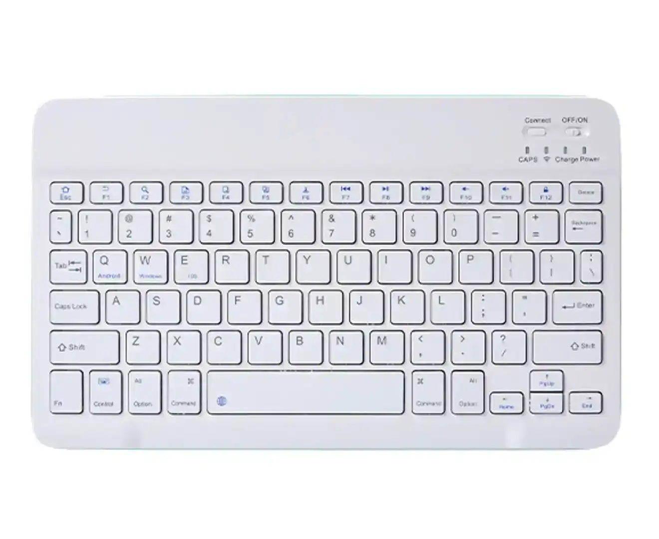Portable Bluetooth Slim Wireless Keyboard Standalone for Tablets, Smartphones, PCs, White