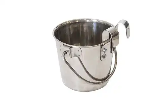 Stainless Steel Flat Sided Bucket with Riveted Hooks