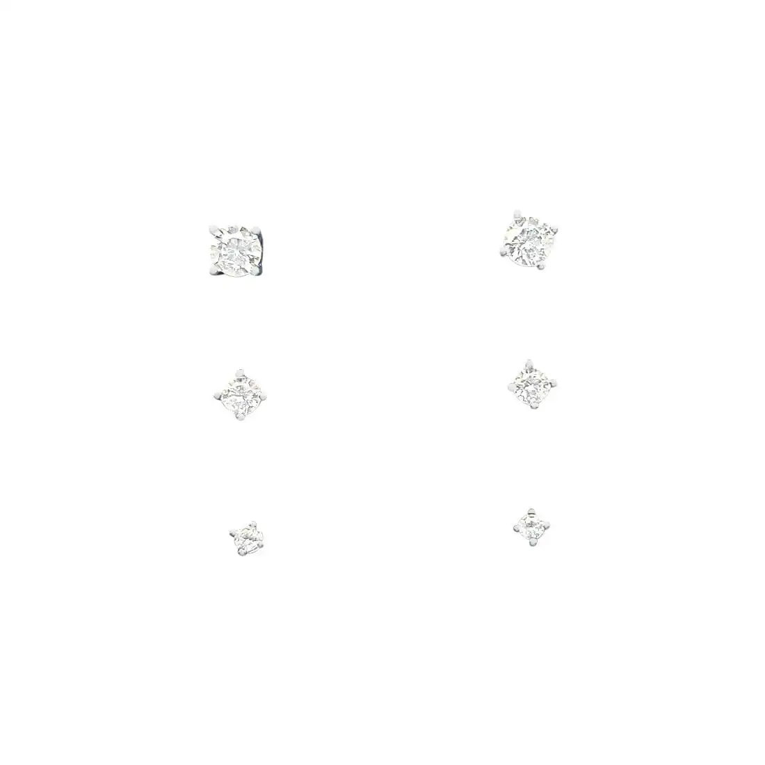Children's Sterling Silver 3pc Stud Earring Set with Cubic Zirconia