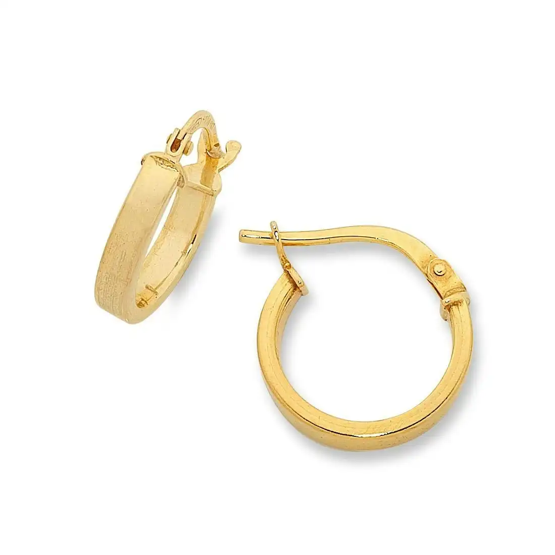 9ct Yellow Gold Silver Infused Square Hoop Earrings- 2mm x10mm