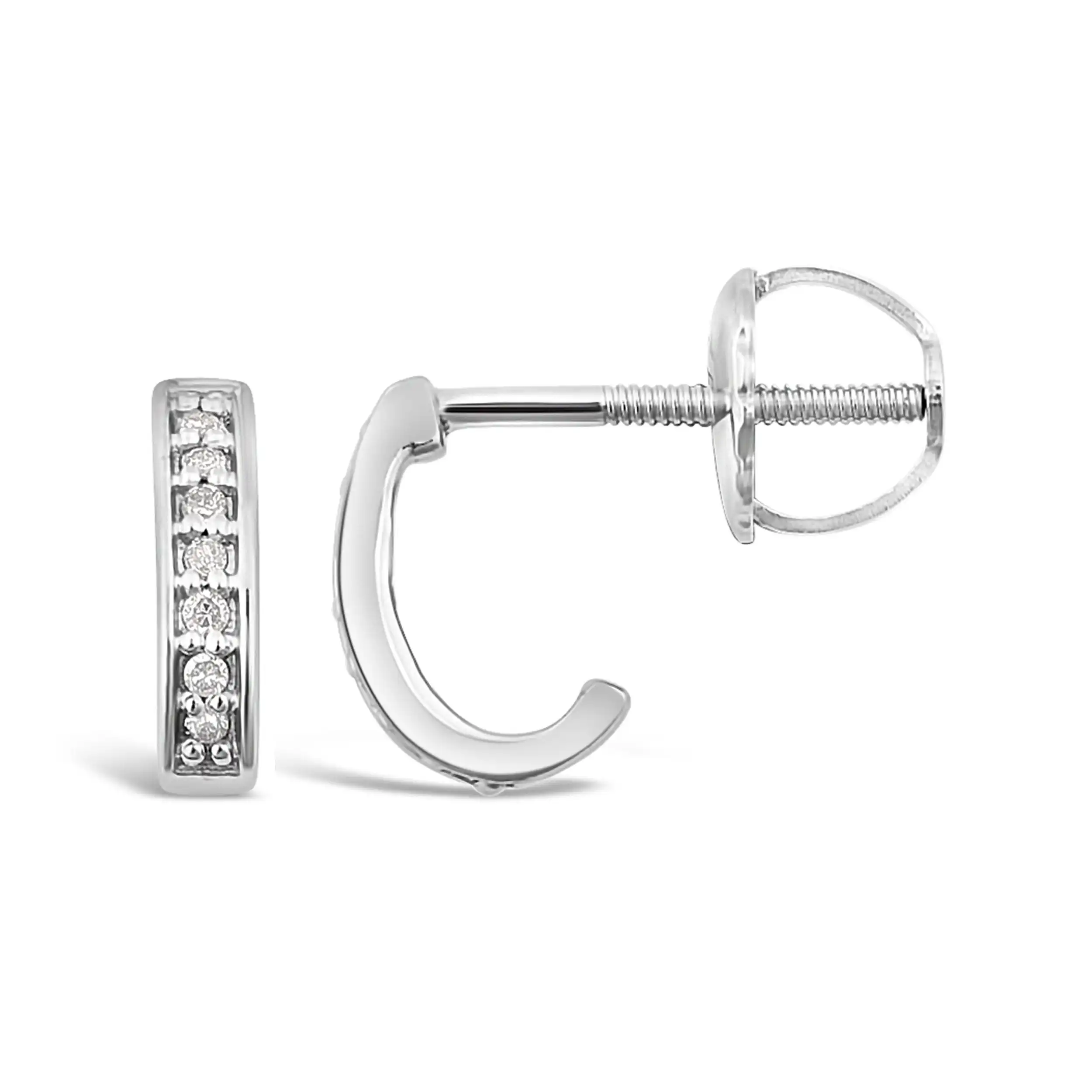 Children's Diamond J Hoop Earrings in Sterling Silver