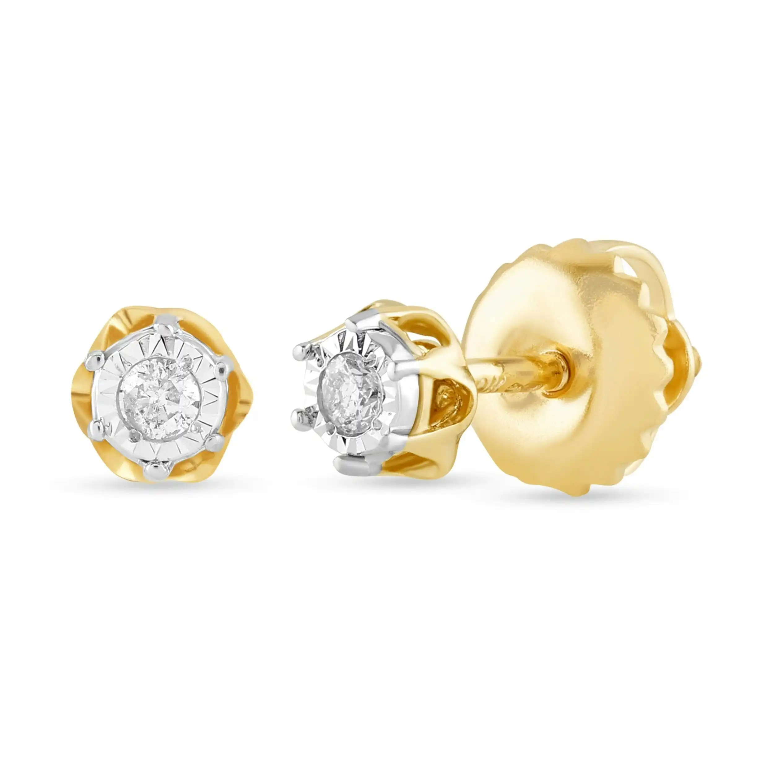 Children's Fancy Stud Earrings with 0.05ct of Diamonds in 9ct Yellow Gold