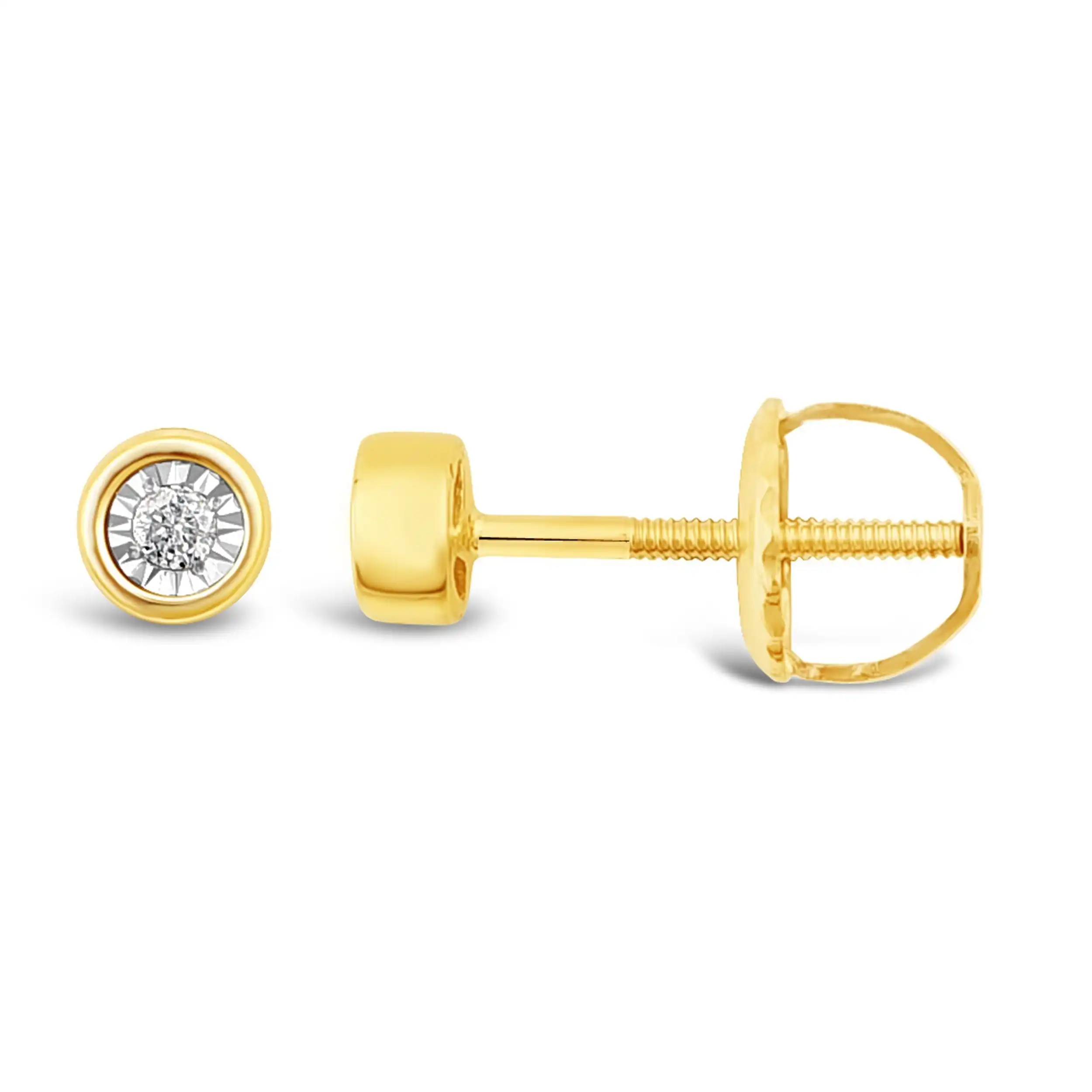 Children's Diamond Bezel 9ct Yellow Gold Earrings
