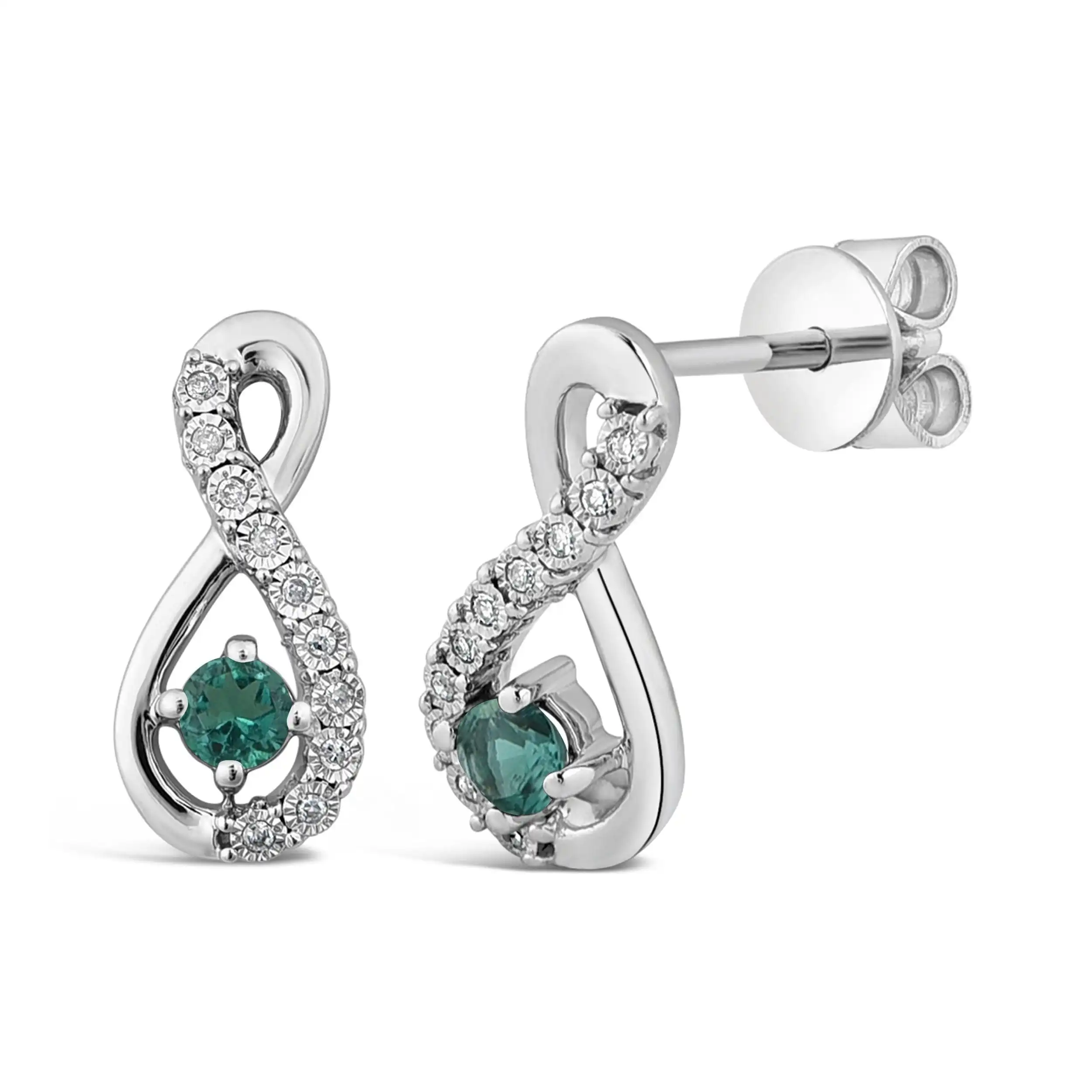 Created Emerald & Diamond Infinity Earrings