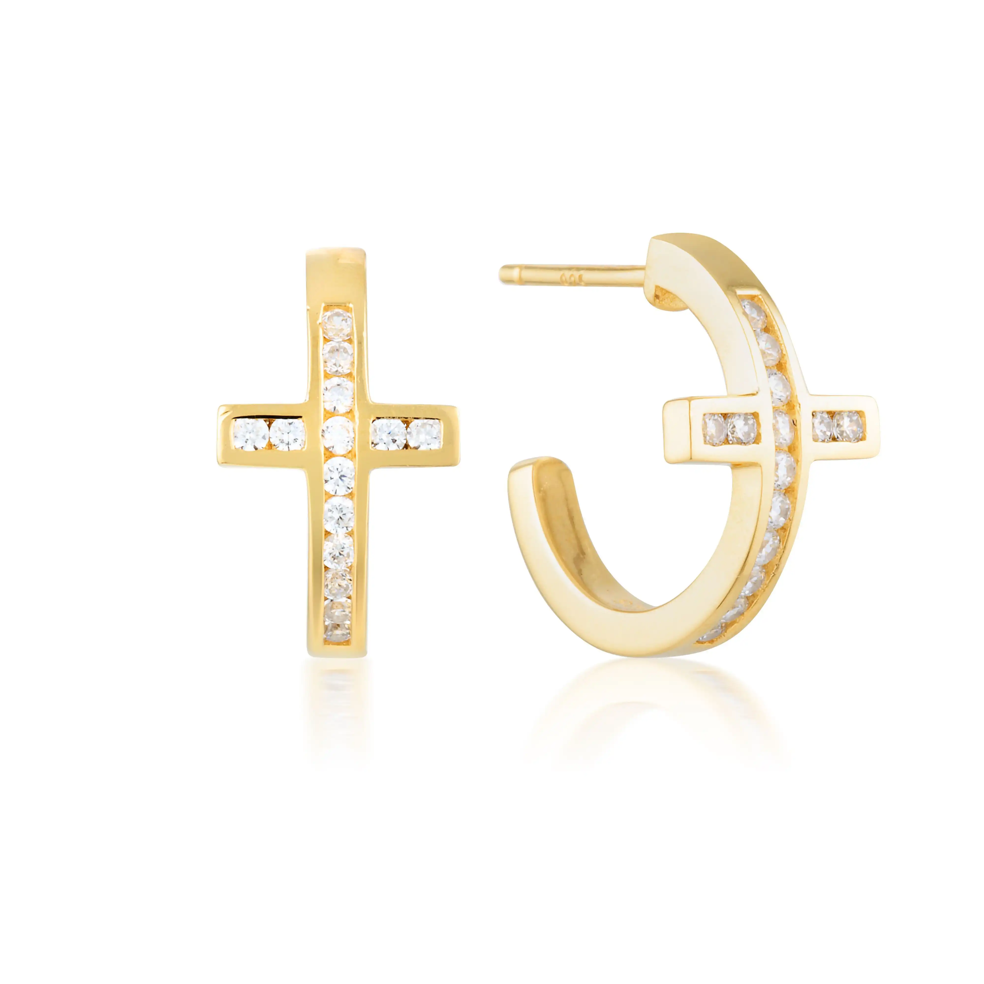 Georgini Spiritus Cross Hoop Earrings - Gold
