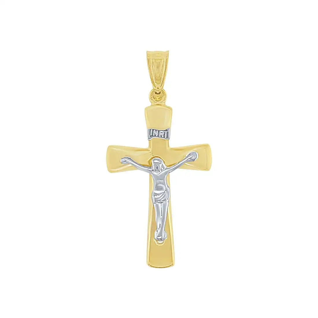9ct Yellow Gold Silver Infused Crucifix Charm