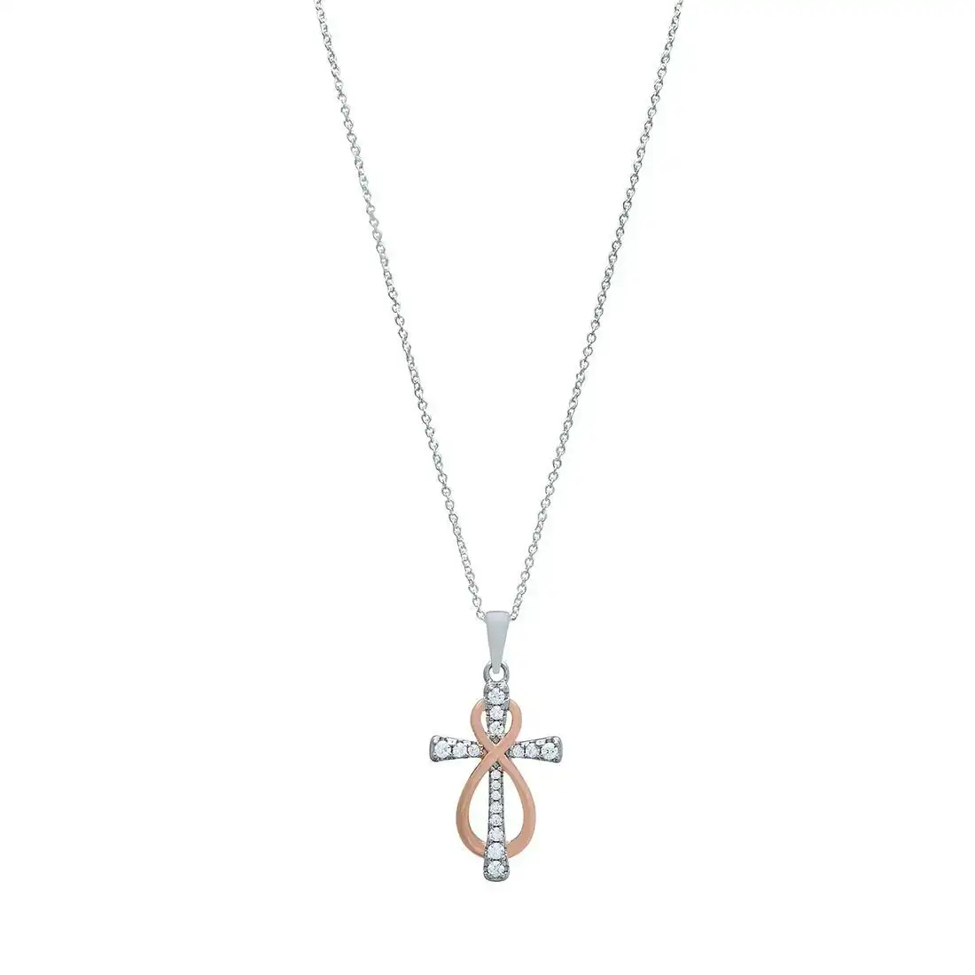 45cm Cross & Infinity Necklace in Sterling Silver