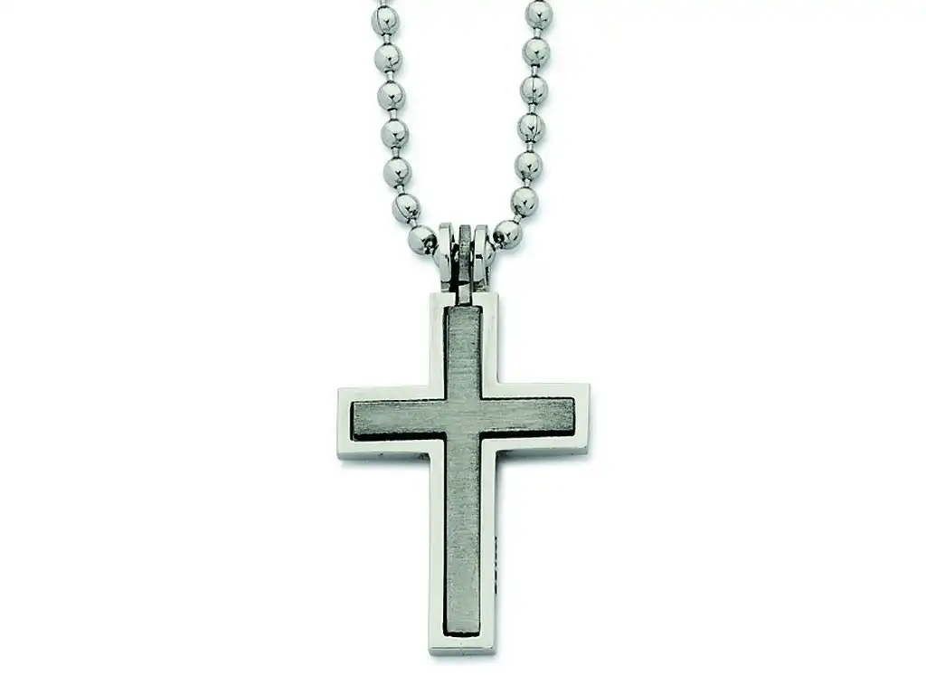 Stainless Steel 55cm Men's Cross Necklace