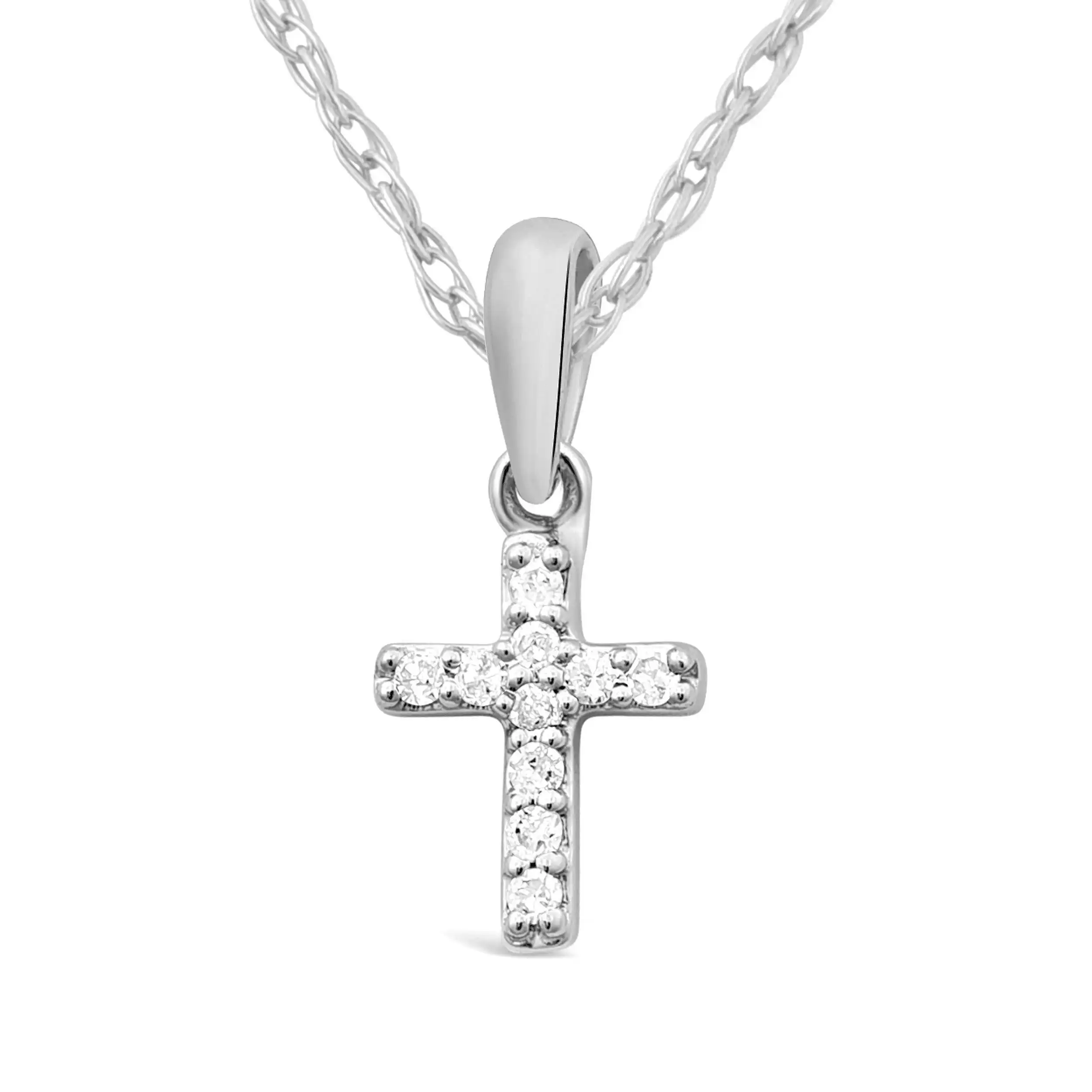Children's Diamond Cross Necklace in Sterling Silver