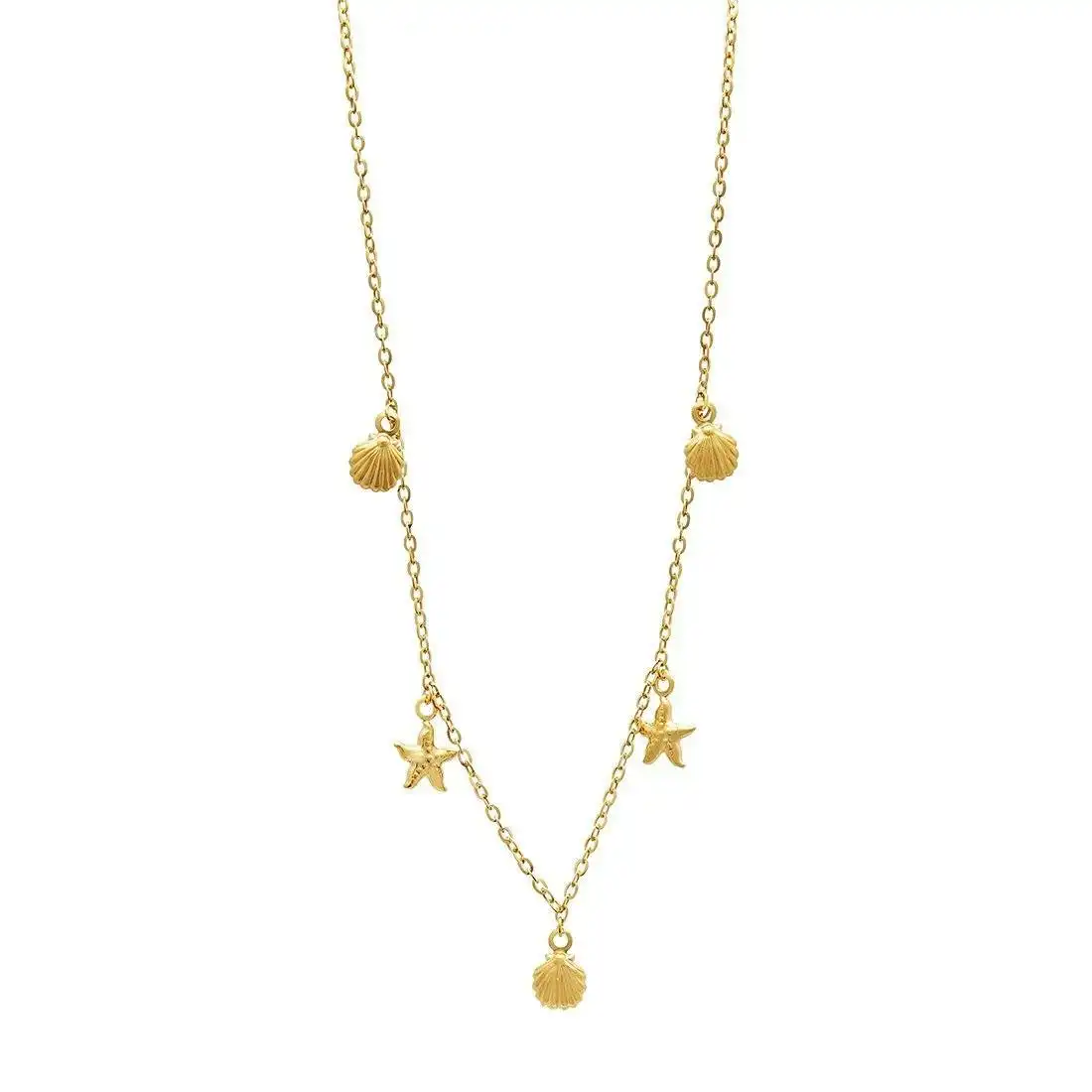 Children's Starfish & Shells Necklace in 9ct Yellow Gold Silver Infused