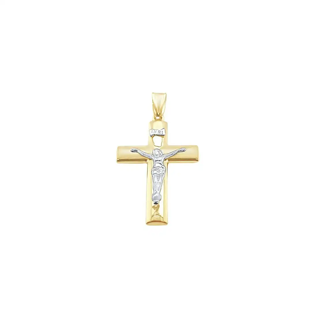 9ct Yellow Gold Silver Infused Crucifix Pendant
