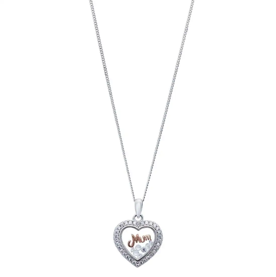 45cm Rose 'Mum' Glass Locket Sterling Silver Necklace