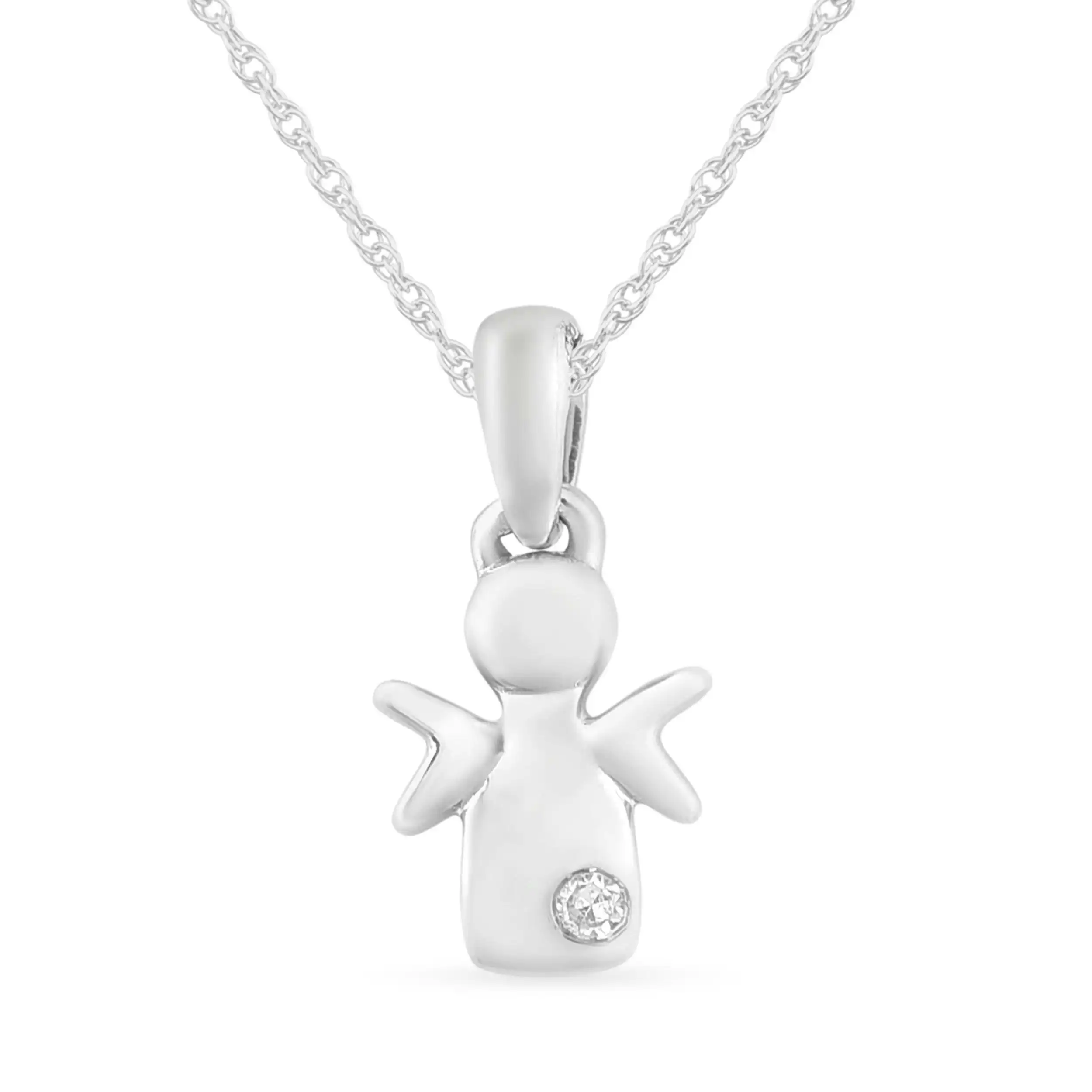 Children's Diamond Angel Necklace in Sterling Silver