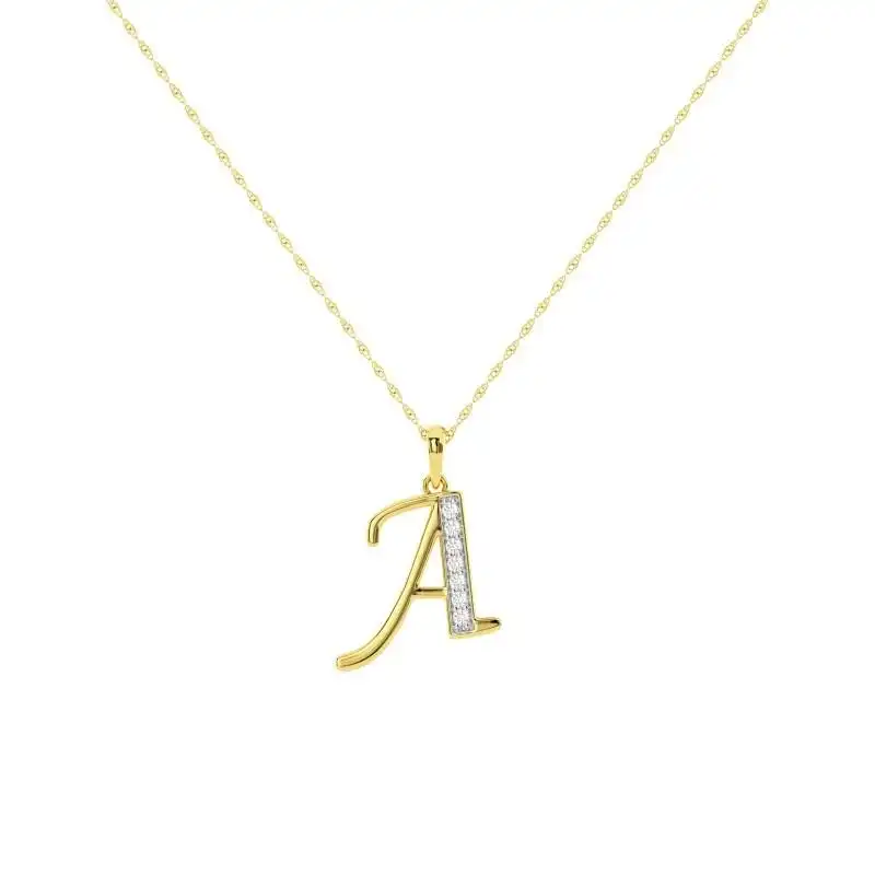 Diamond Set Initial Pendant in 9ct Yellow Gold - Most Initials Available
