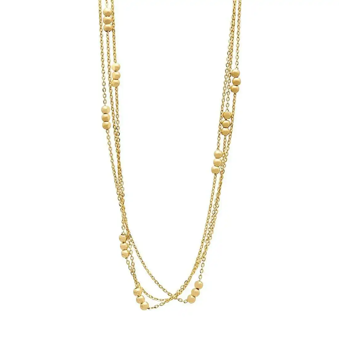 9ct Yellow Gold Silver Infused Strand & Bead Necklace