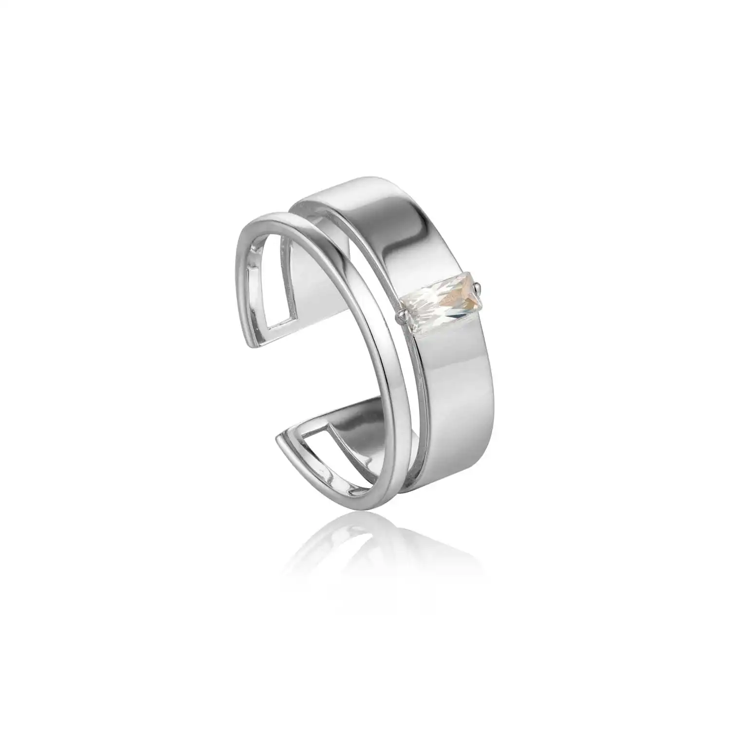 Ania Haie Glow Wide Adjustable Ring - Silver