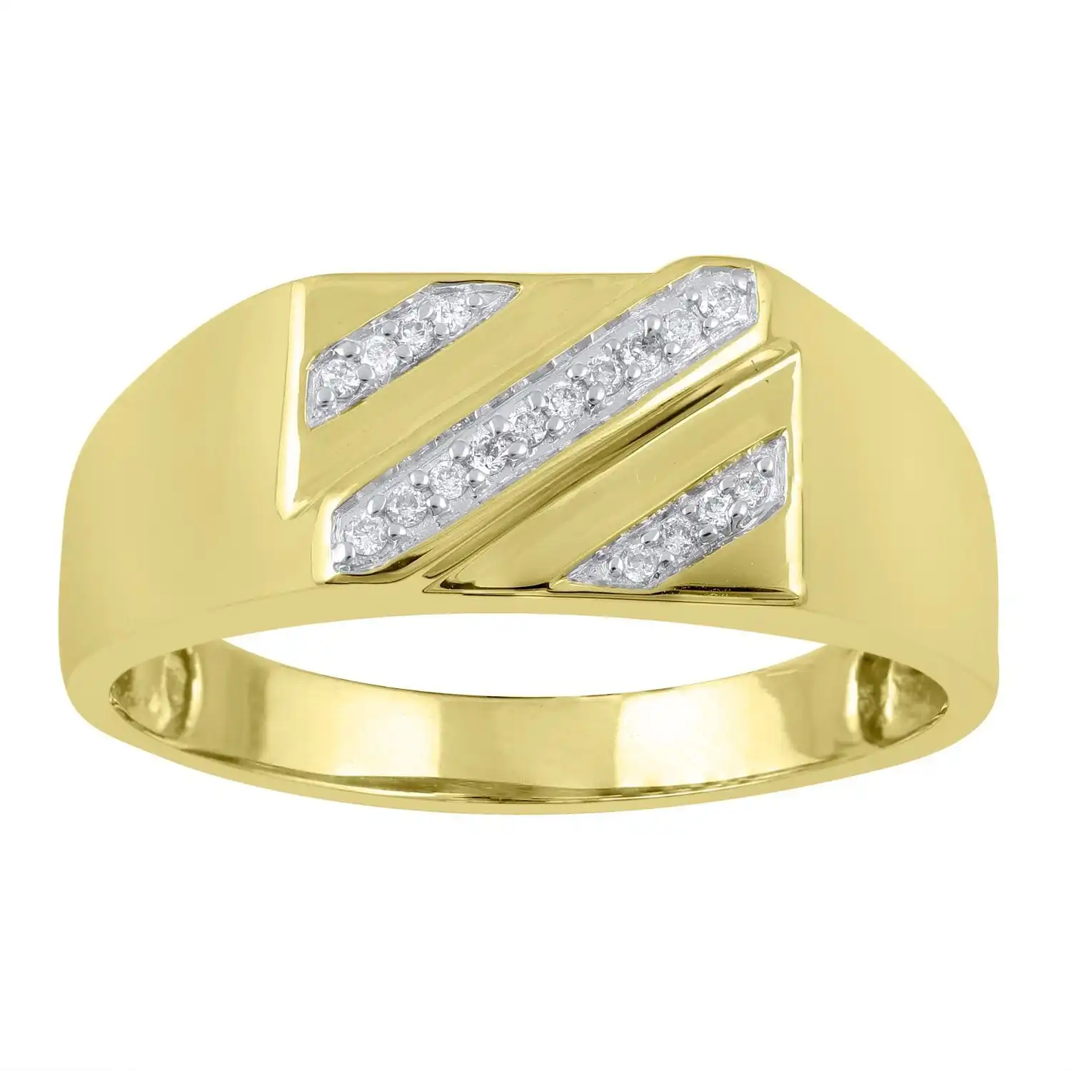 Men's Ring with 0.10ct of Diamonds in 9ct Yellow Gold