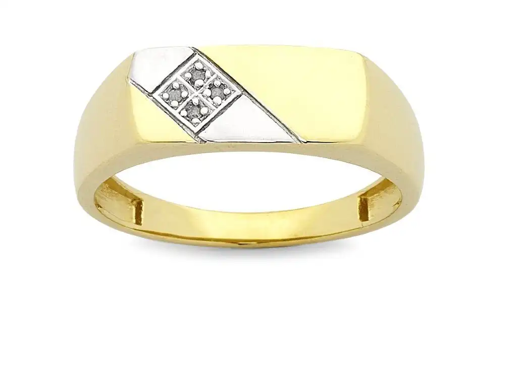 Men's Diamond Set Tablet Ring in 9ct Yellow Gold