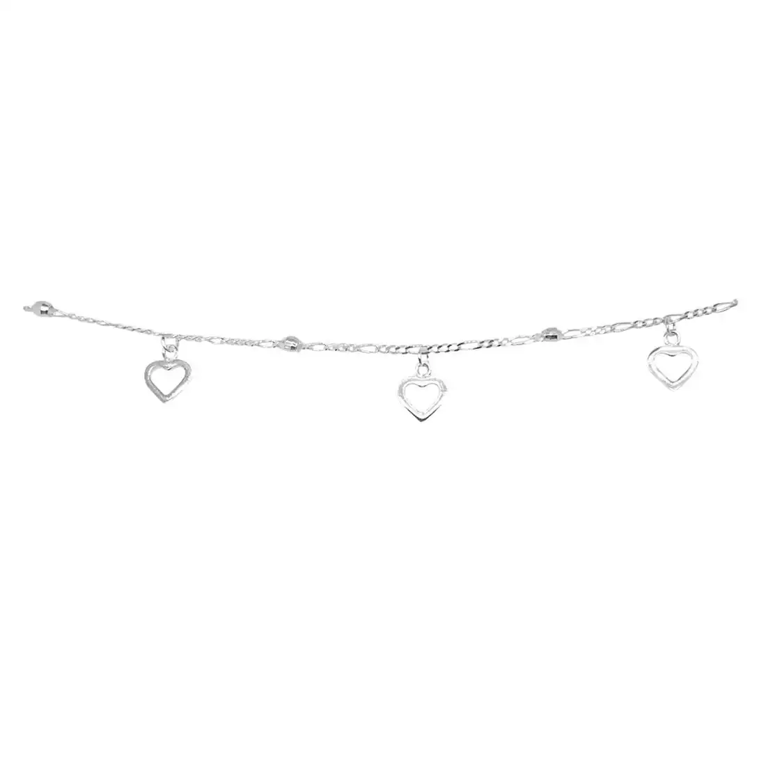 27cm Sterling Silver Open Hearts Anklet