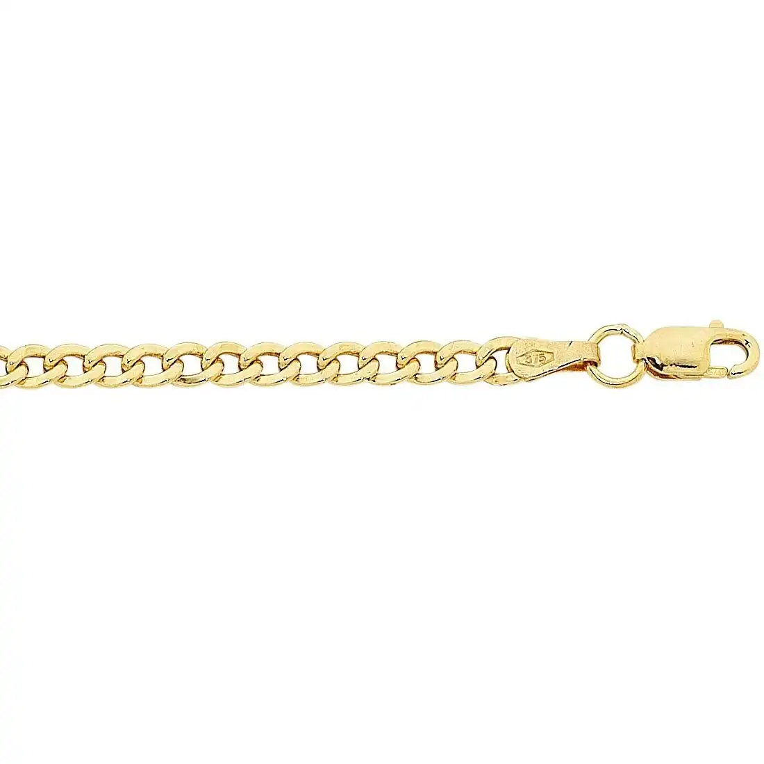 9ct Yellow Gold Silver Infused Curb Anklet
