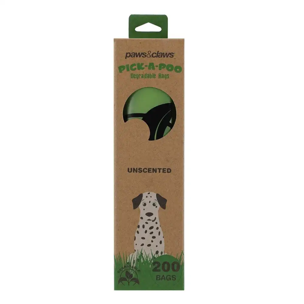 200pc Paws & Claws Pick-A-Poo Degradable Dog Poop/Litter Eco Waste Bag/Dispenser