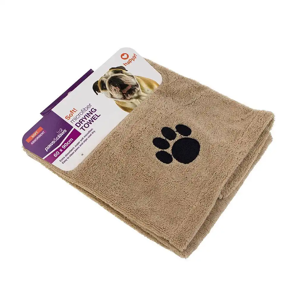 Paws & Claws 60x90cm Microfiber Drying Soft Towel Dogs/Cats/Pets Grooming BRN