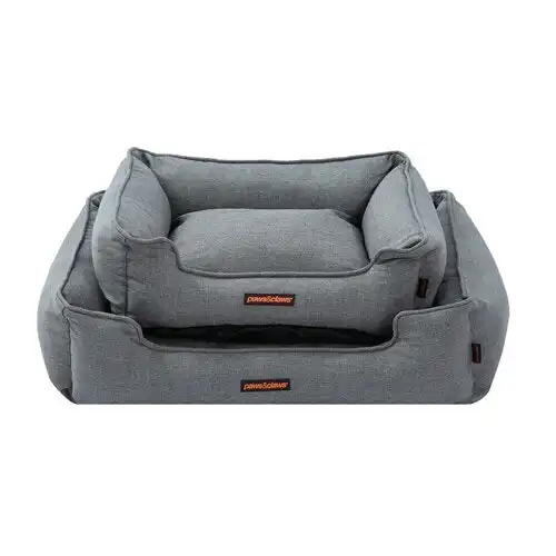 Paws & Claws Pia 80cm Walled Pet Dog Bed Sleeping Rectangle Cushion Large Grey