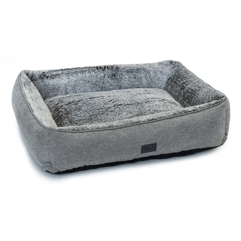 Superior Pet Goods Dog Bed 87cm Lounger Artic Faux Fur Sleep Cushion Small Grey