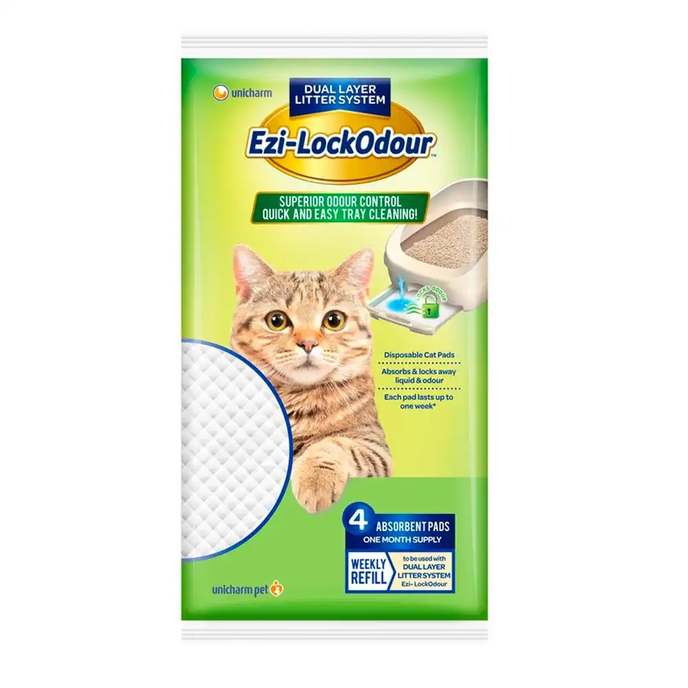 4PK Unicharm Ezi-Lockodour Absorbent Disposable Cat Pads f/ Dual Layer Litter